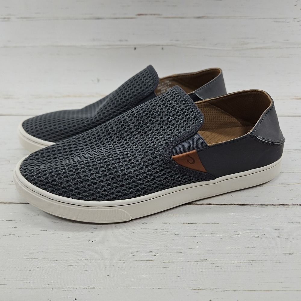 OluKai Pehuea Womens 10 Shoes Flats Gray Mesh Slip On Casual Relaxed Heel Beach